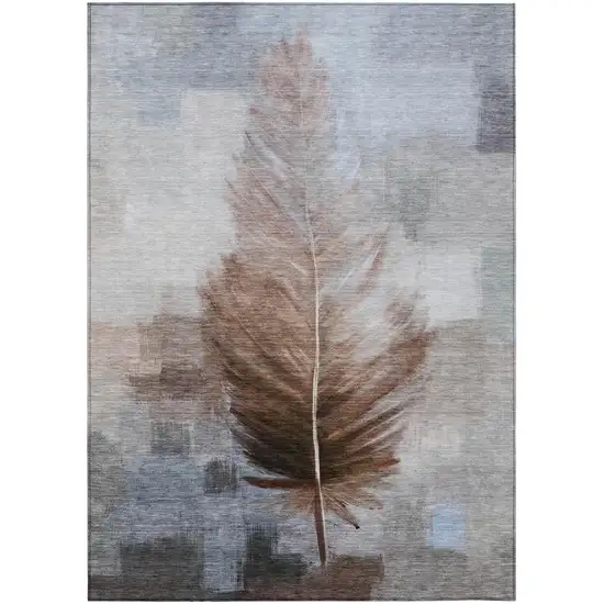 Chocolate And Brown Botanical Leaves Washable Indoor Outdoor Area Rug Photo 2