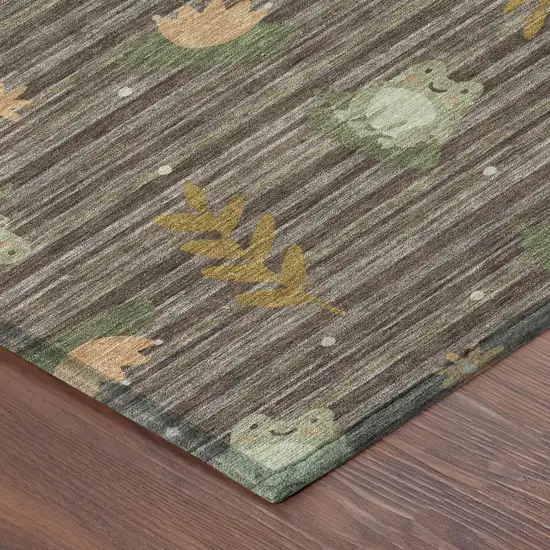 Chocolate And Brown Botanical Leaves Washable Indoor Outdoor Area Rug Photo 3