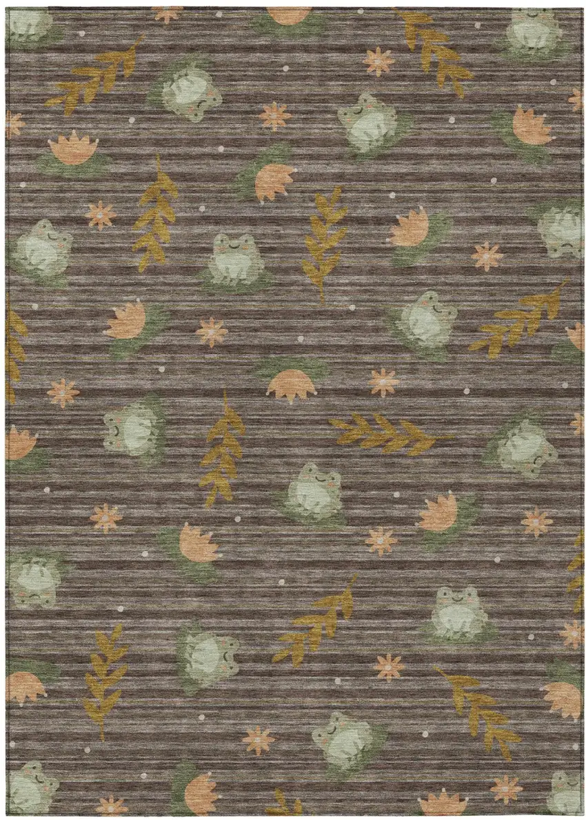 Chocolate And Brown Botanical Leaves Washable Indoor Outdoor Area Rug Photo 2