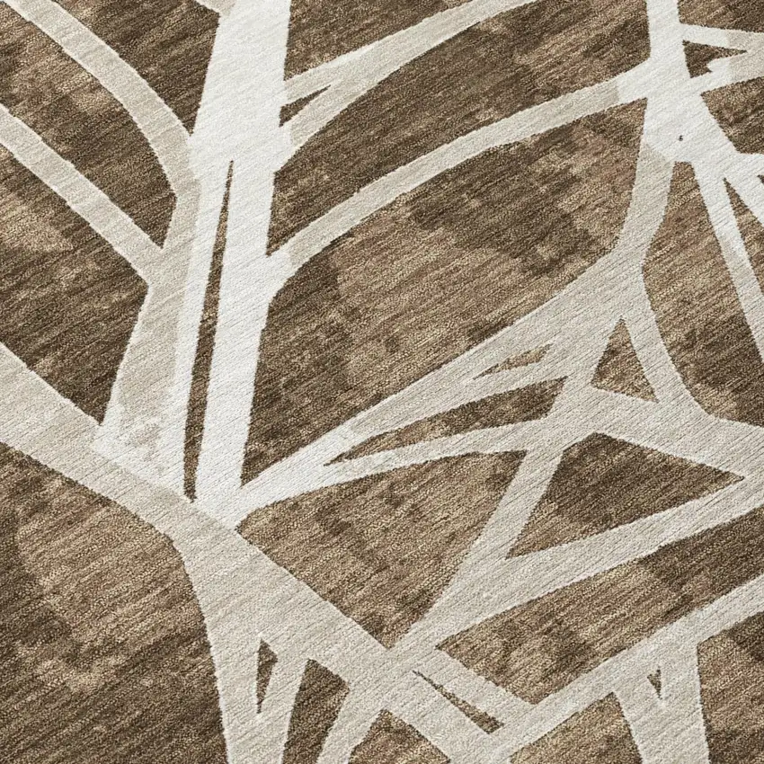 Chocolate And Brown Botanical Leaves Washable Indoor Outdoor Area Rug Photo 5