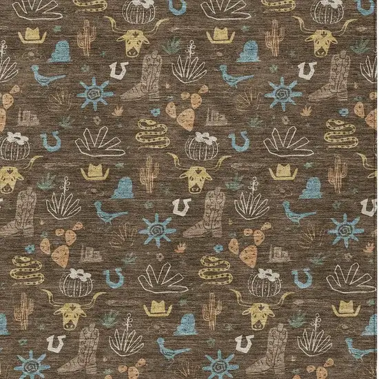 Chocolate And Brown Cactus Washable Indoor Outdoor Area Rug Photo 3