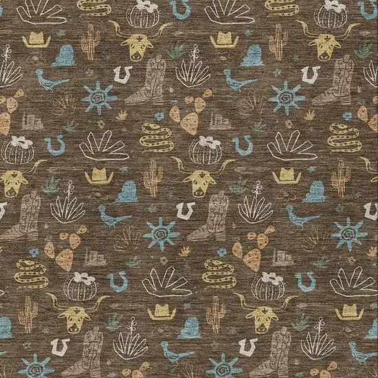 Chocolate And Brown Cactus Washable Indoor Outdoor Area Rug Photo 3
