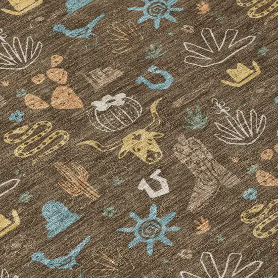 Chocolate And Brown Cactus Washable Indoor Outdoor Area Rug Photo 6