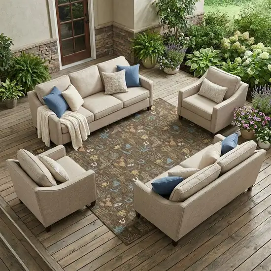 Chocolate And Brown Cactus Washable Indoor Outdoor Area Rug Photo 1