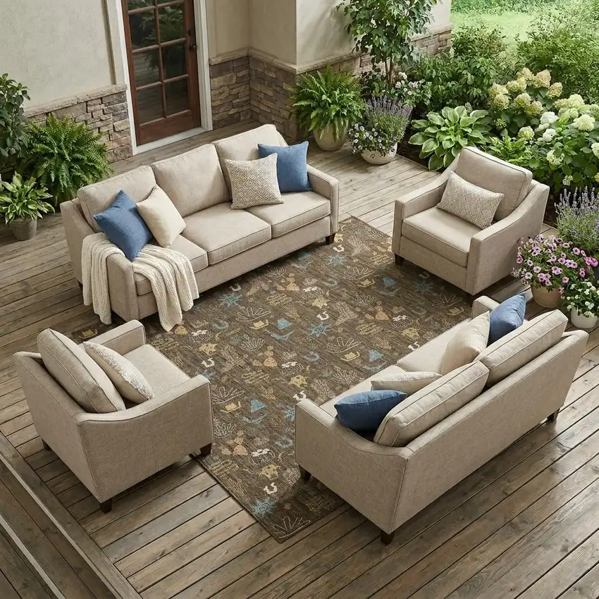Chocolate And Brown Cactus Washable Indoor Outdoor Area Rug Photo 1