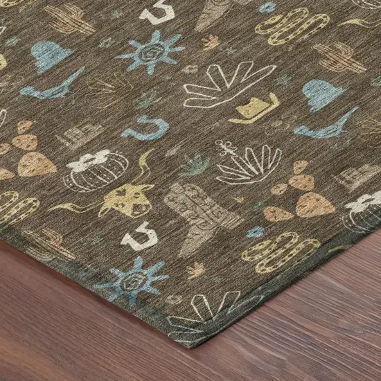 Chocolate And Brown Cactus Washable Indoor Outdoor Area Rug Photo 5