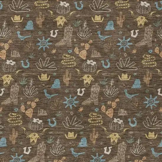 Chocolate And Brown Cactus Washable Indoor Outdoor Area Rug Photo 3