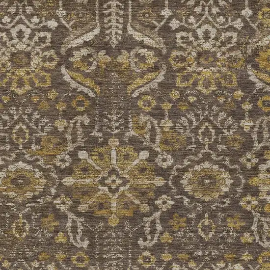 Chocolate And Brown Damask Washable Indoor Outdoor Area Rug Photo 2