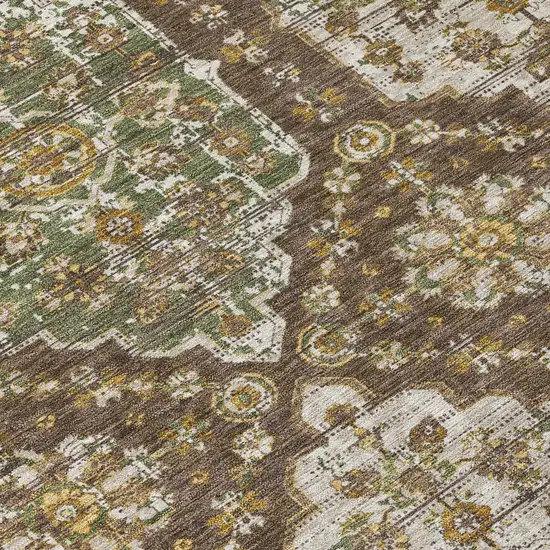 Chocolate And Brown Damask Washable Indoor Outdoor Area Rug Photo 5