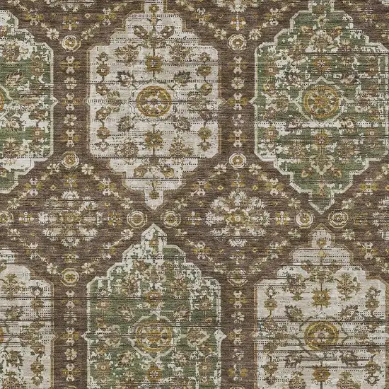 Chocolate And Brown Damask Washable Indoor Outdoor Area Rug Photo 2