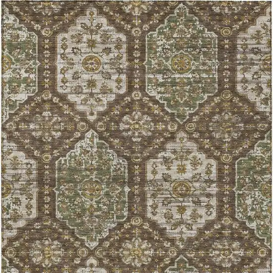 Chocolate And Brown Damask Washable Indoor Outdoor Area Rug Photo 3