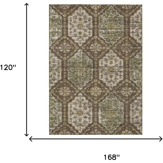 Chocolate And Brown Damask Washable Indoor Outdoor Area Rug Photo 6