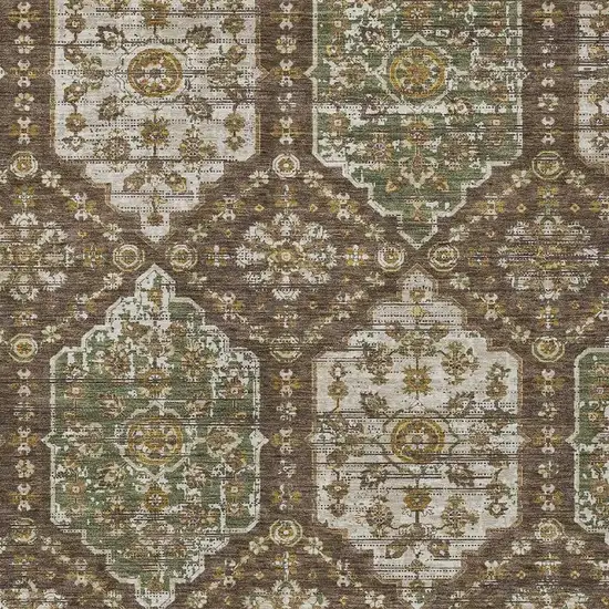 Chocolate And Brown Damask Washable Indoor Outdoor Area Rug Photo 2
