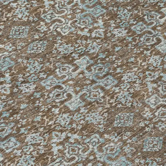 Chocolate And Brown Damask Washable Indoor Outdoor Area Rug Photo 4