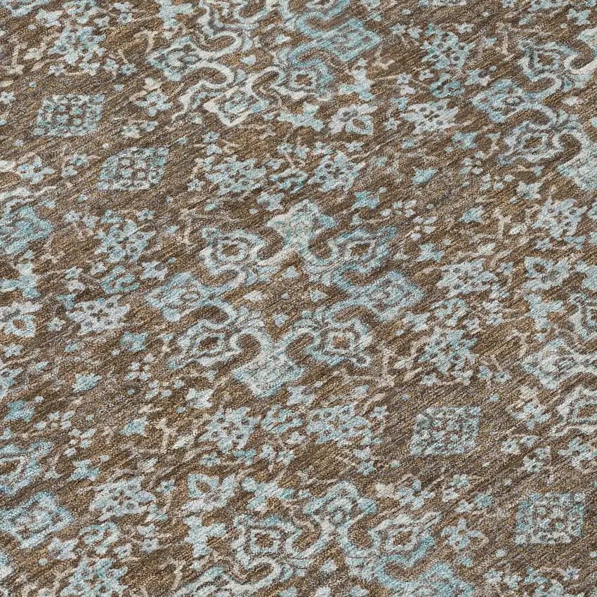 Chocolate And Brown Damask Washable Indoor Outdoor Area Rug Photo 4