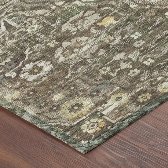 Chocolate And Brown Floral Medallion Washable Indoor Outdoor Area Rug Photo 3