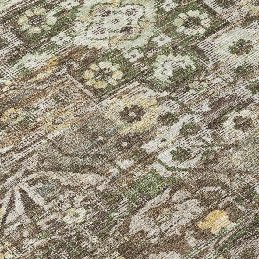 Chocolate And Brown Floral Medallion Washable Indoor Outdoor Area Rug Photo 4