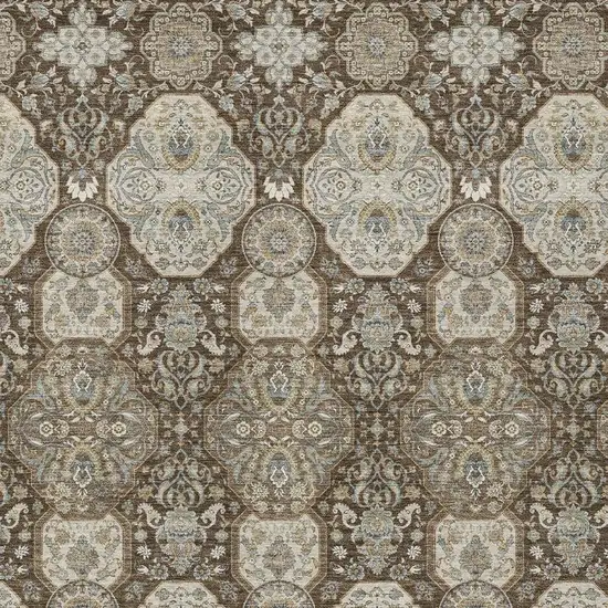 Chocolate And Brown Floral Washable Indoor Outdoor Area Rug Photo 3