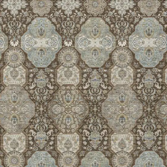 Chocolate And Brown Floral Washable Indoor Outdoor Area Rug Photo 3
