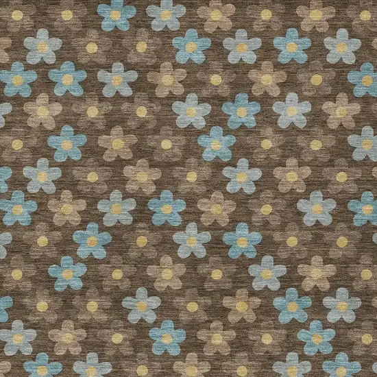 Chocolate And Brown Floral Washable Indoor Outdoor Area Rug Photo 3