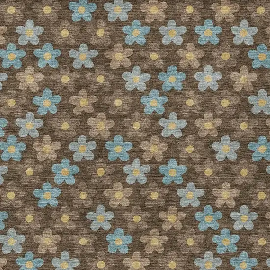 Chocolate And Brown Floral Washable Indoor Outdoor Area Rug Photo 3