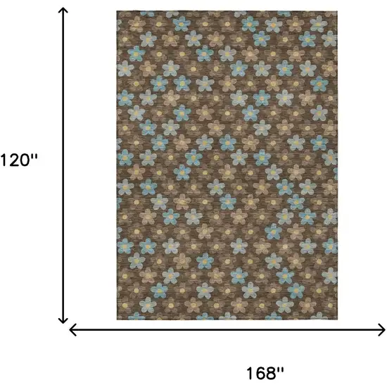 Chocolate And Brown Floral Washable Indoor Outdoor Area Rug Photo 7