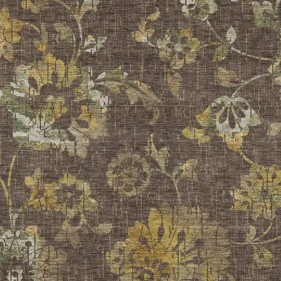 Chocolate And Brown Floral Washable Indoor Outdoor Area Rug Photo 2