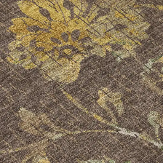 Chocolate And Brown Floral Washable Indoor Outdoor Area Rug Photo 5