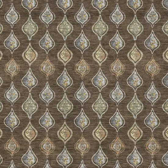 Chocolate And Brown Floral Washable Indoor Outdoor Area Rug Photo 2