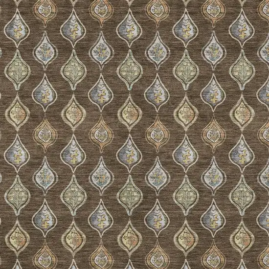 Chocolate And Brown Floral Washable Indoor Outdoor Area Rug Photo 2