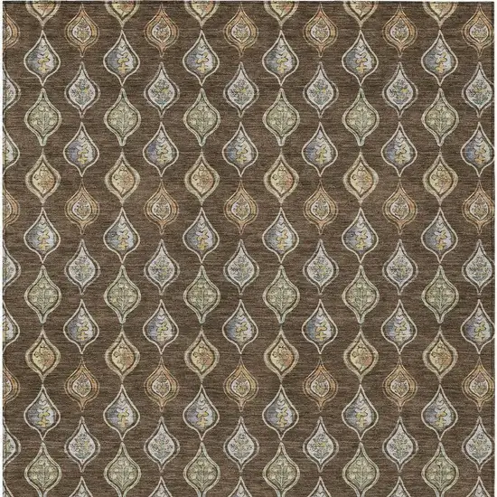 Chocolate And Brown Floral Washable Indoor Outdoor Area Rug Photo 3