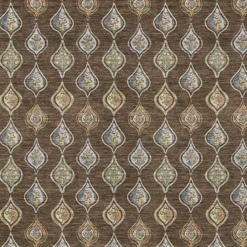 Chocolate And Brown Floral Washable Indoor Outdoor Area Rug Photo 2