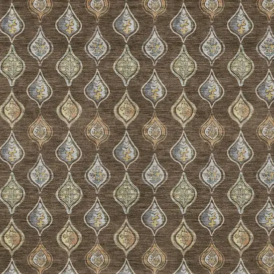 Chocolate And Brown Floral Washable Indoor Outdoor Area Rug Photo 2