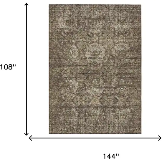 Chocolate And Brown Floral Washable Indoor Outdoor Area Rug Photo 7