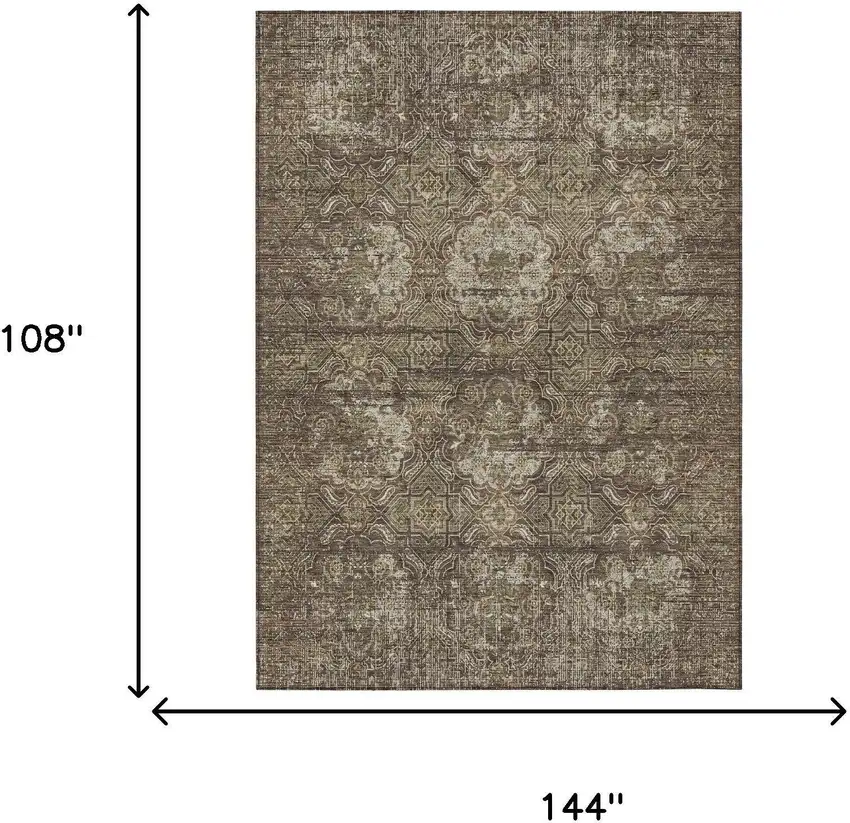 Chocolate And Brown Floral Washable Indoor Outdoor Area Rug Photo 7
