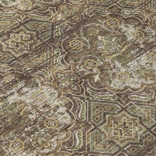 Chocolate And Brown Floral Washable Indoor Outdoor Area Rug Photo 6