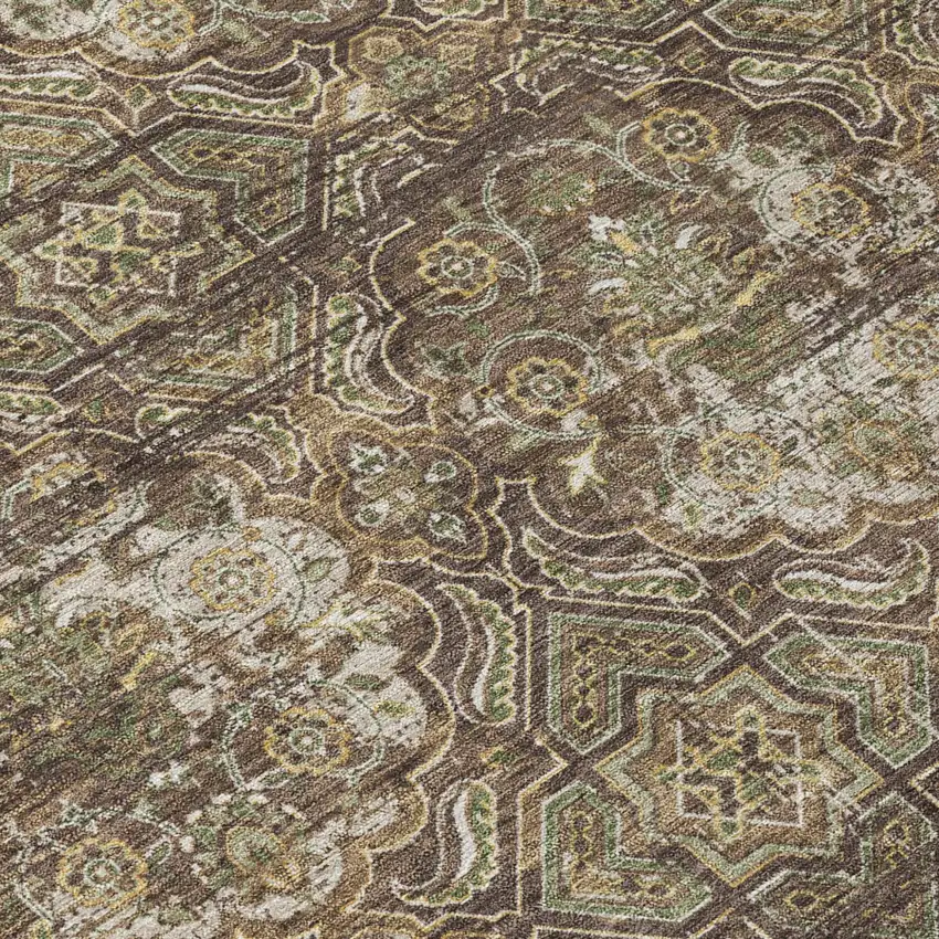 Chocolate And Brown Floral Washable Indoor Outdoor Area Rug Photo 6