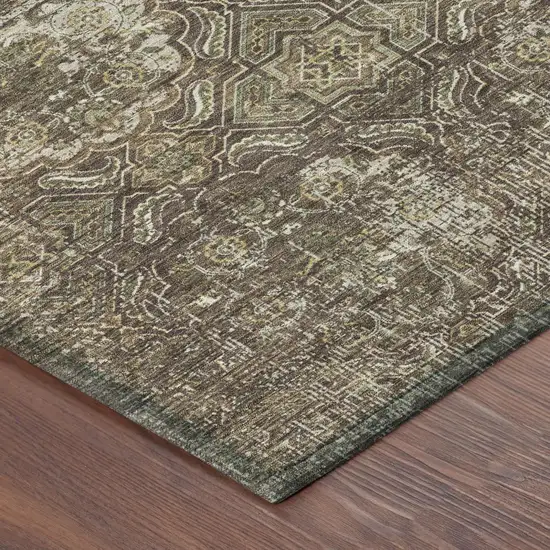 Chocolate And Brown Floral Washable Indoor Outdoor Area Rug Photo 5
