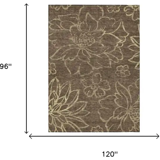 Chocolate And Brown Floral Washable Indoor Outdoor Area Rug Photo 5