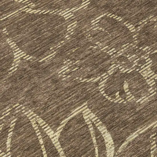 Chocolate And Brown Floral Washable Indoor Outdoor Area Rug Photo 4