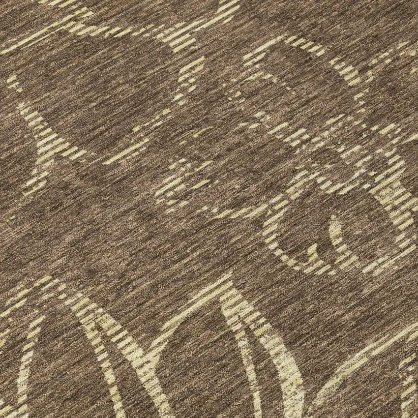 Chocolate And Brown Floral Washable Indoor Outdoor Area Rug Photo 4