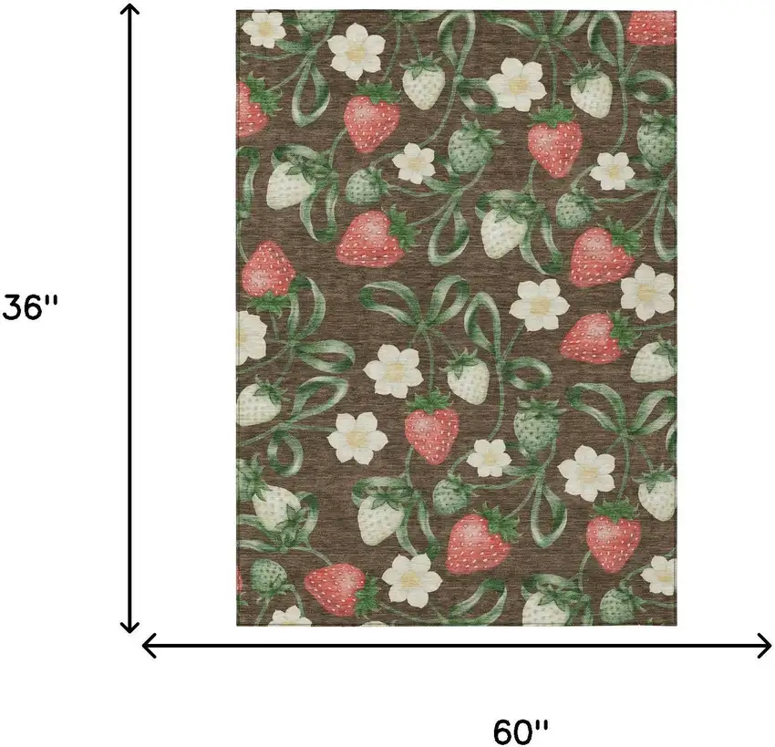 Chocolate And Brown Floral Washable Indoor Outdoor Area Rug Photo 5