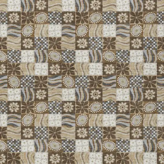 Chocolate And Brown Floral Washable Indoor Outdoor Area Rug Photo 4