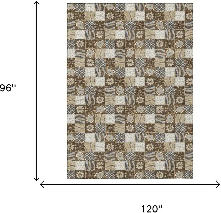 Chocolate And Brown Floral Washable Indoor Outdoor Area Rug Photo 6
