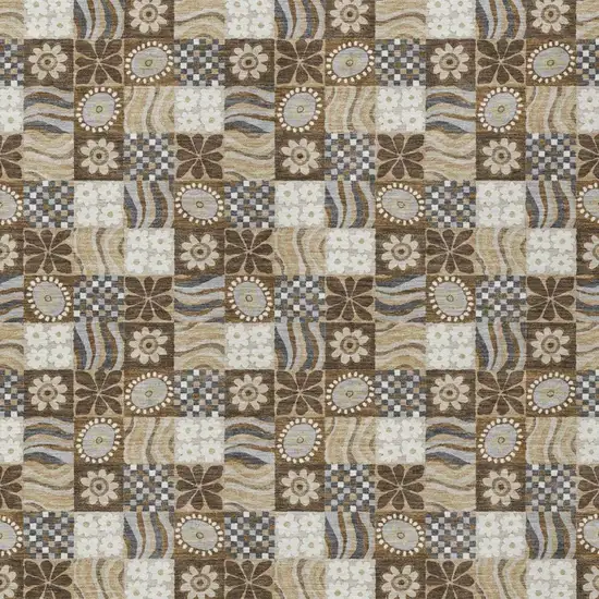 Chocolate And Brown Floral Washable Indoor Outdoor Area Rug Photo 1