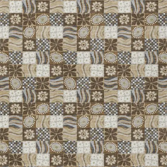 Chocolate And Brown Floral Washable Indoor Outdoor Area Rug Photo 2