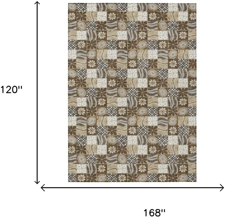 Chocolate And Brown Floral Washable Indoor Outdoor Area Rug Photo 6