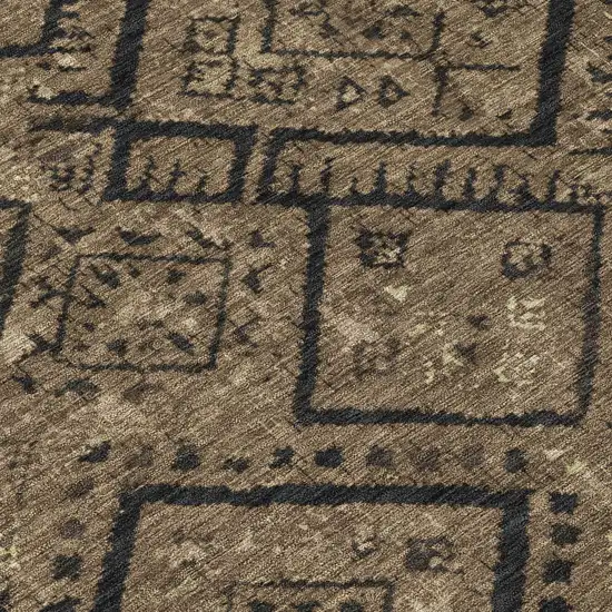 Chocolate And Brown Geometric Washable Indoor Outdoor Area Rug Photo 9