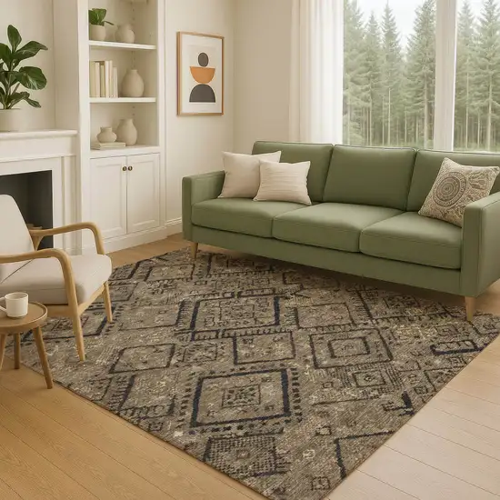 Chocolate And Brown Geometric Washable Indoor Outdoor Area Rug Photo 5