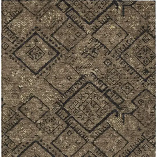 Chocolate And Brown Geometric Washable Indoor Outdoor Area Rug Photo 3